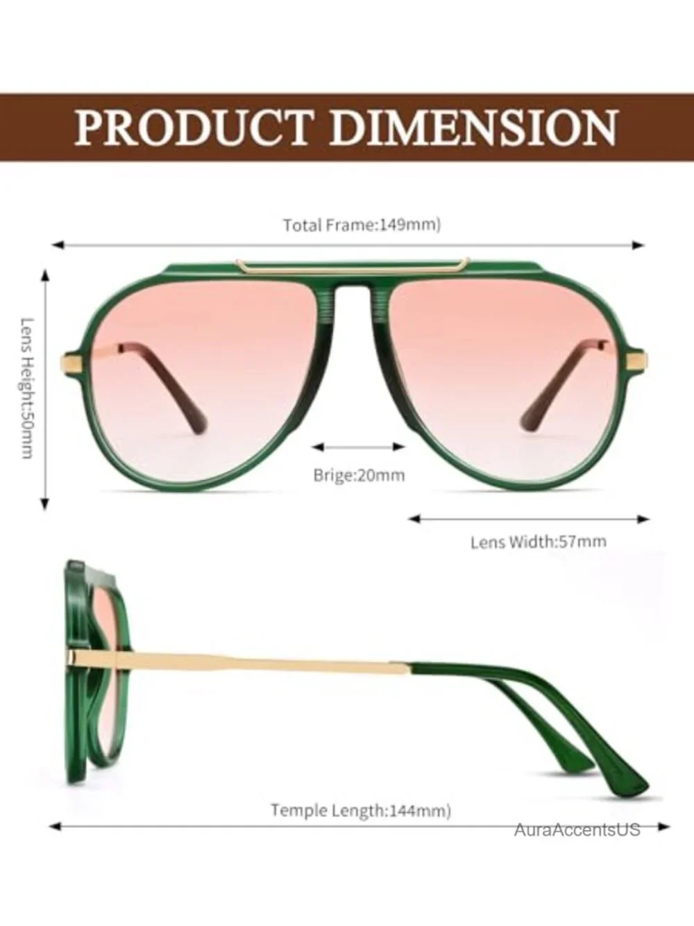 Oversized Retro Aviator Sunglasses UV400 Full-Frame Unisex